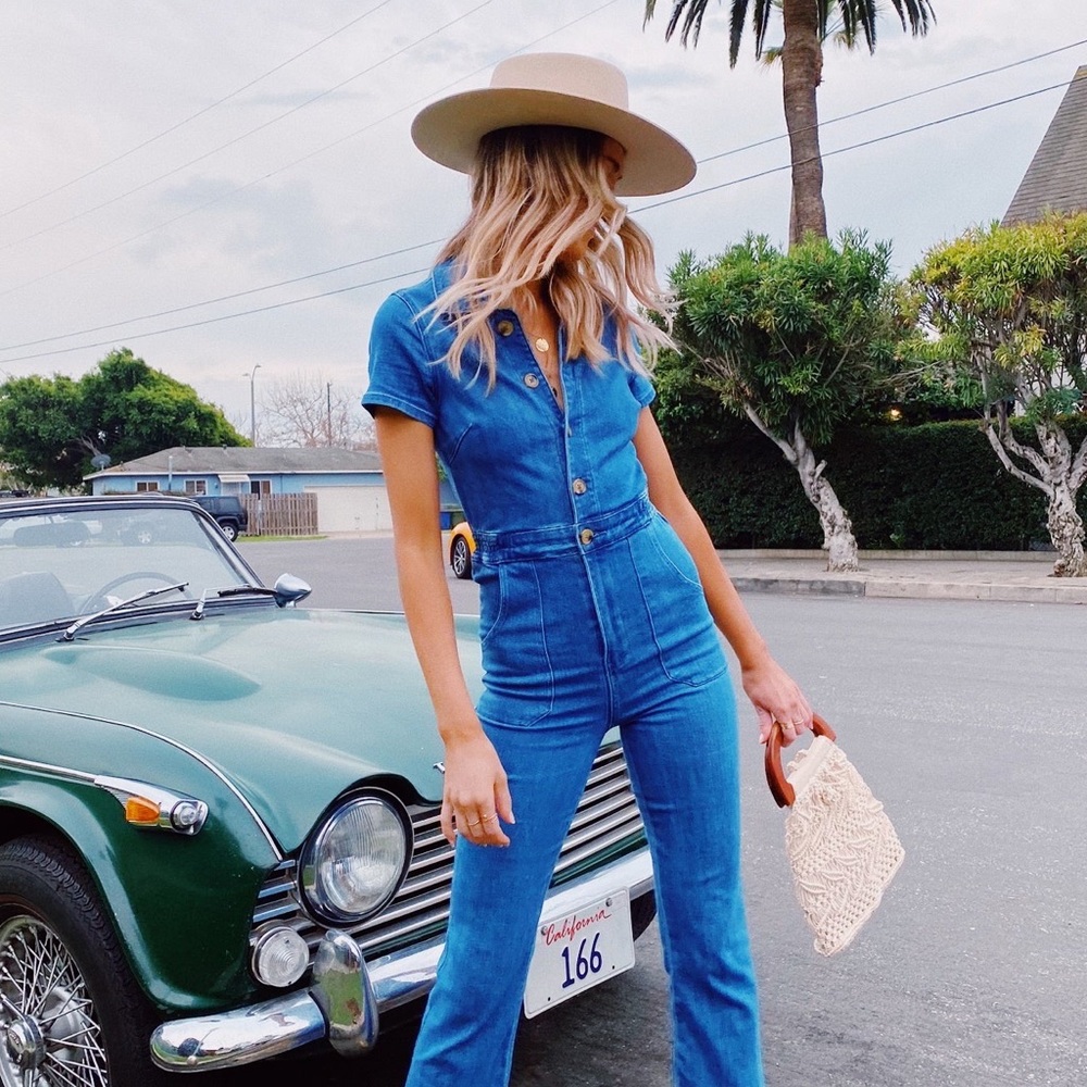 Show me your Mumu denim stretch jumpsuit